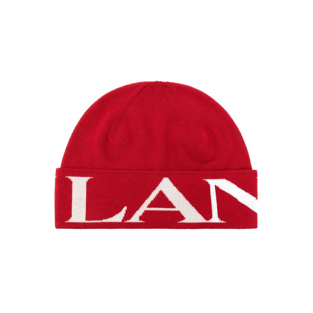 Lanvin LA-8990690902228 Logo-Embroidered Wool Beanie — Red by Lanvin