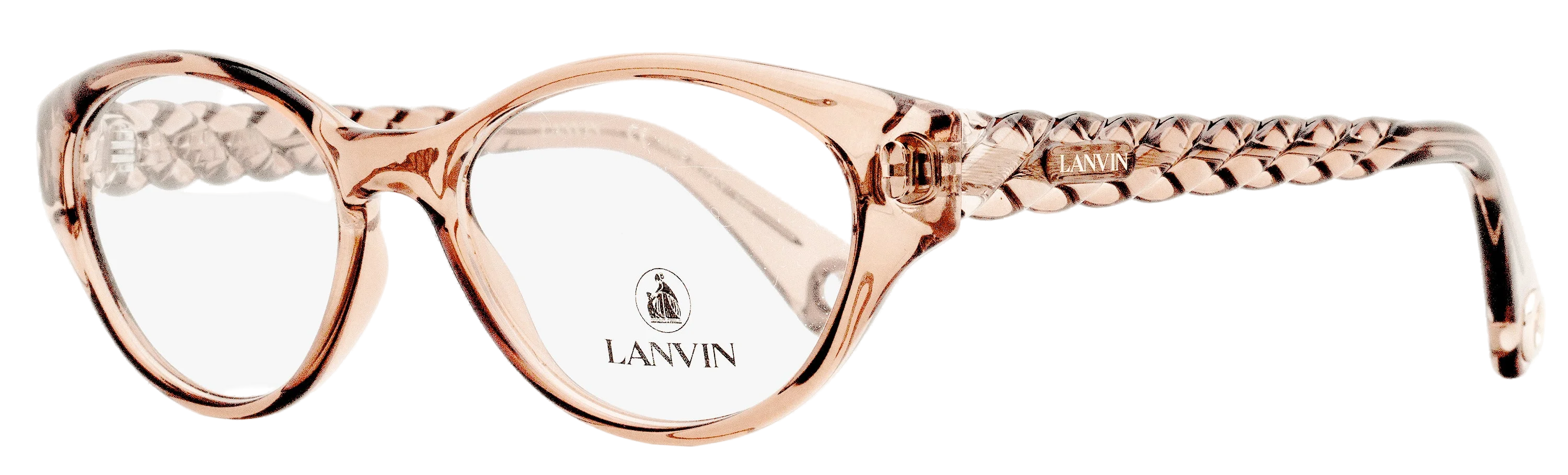 Lanvin LNV2623 Twisted Plastic Oval Eyeglasses — Rose gold by Lanvin