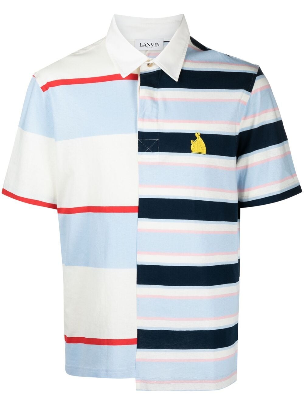 Lanvin Rugby Patchwork Logo Polo Shirt — Multicolor, view 8
