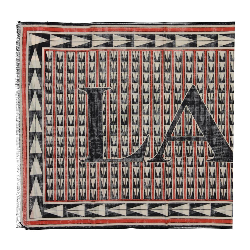 Lanvin Geometric Wool Scarf — Black, view 3