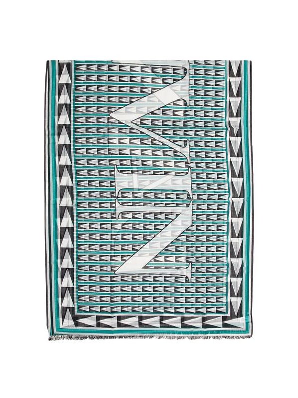 Lanvin Geometric Wool Scarf — Blue by Lanvin