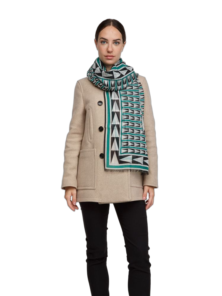 Lanvin Geometric Wool Scarf — Blue, view 3
