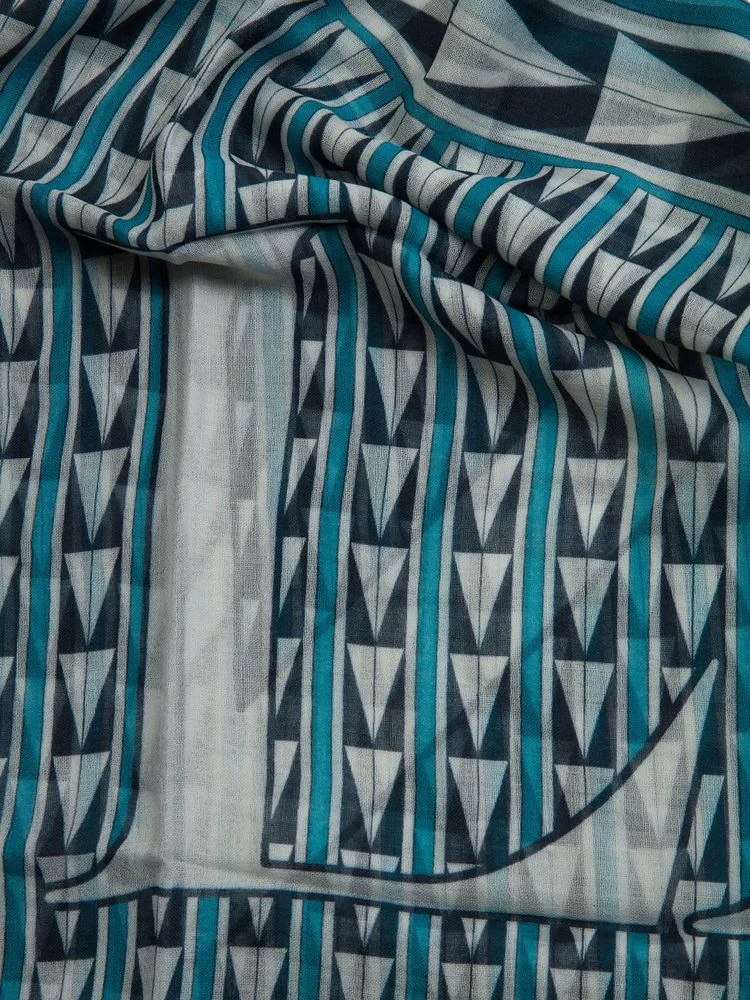 Lanvin Wool Geometric Scarf — Blue, view 3