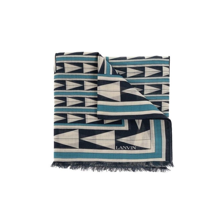 Lanvin Geometric Wool Scarf — Blue by Lanvin