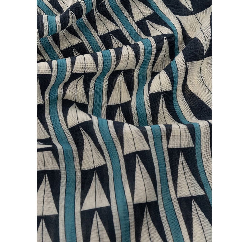 Lanvin Geometric Wool Scarf — Blue, view 3