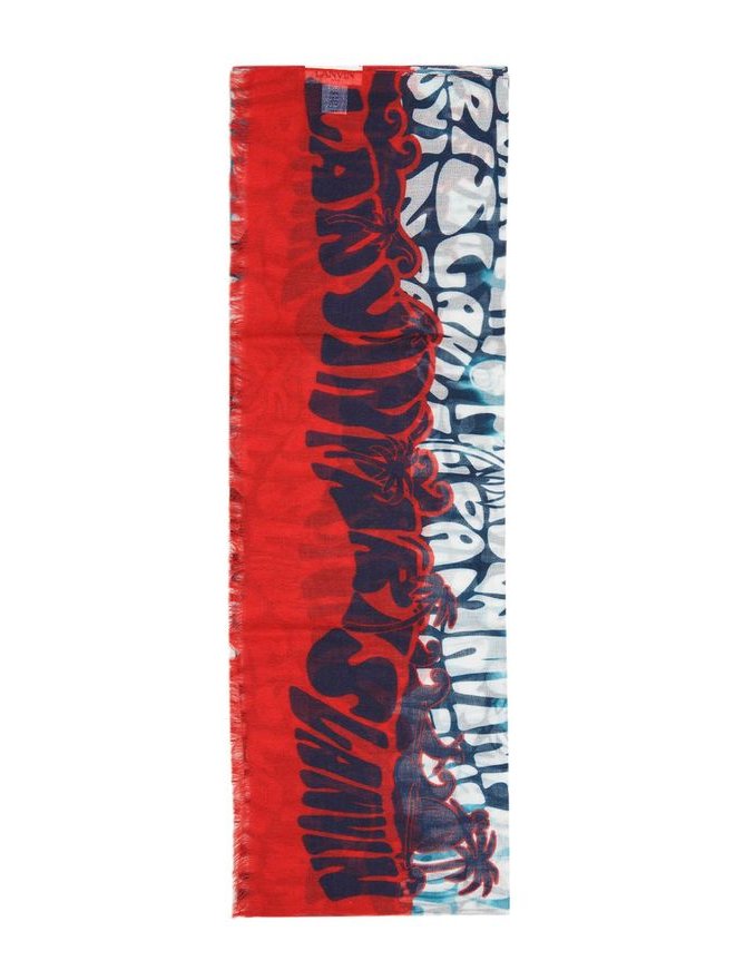 Lanvin Wool-Blend Print Scarf — Red, view 2