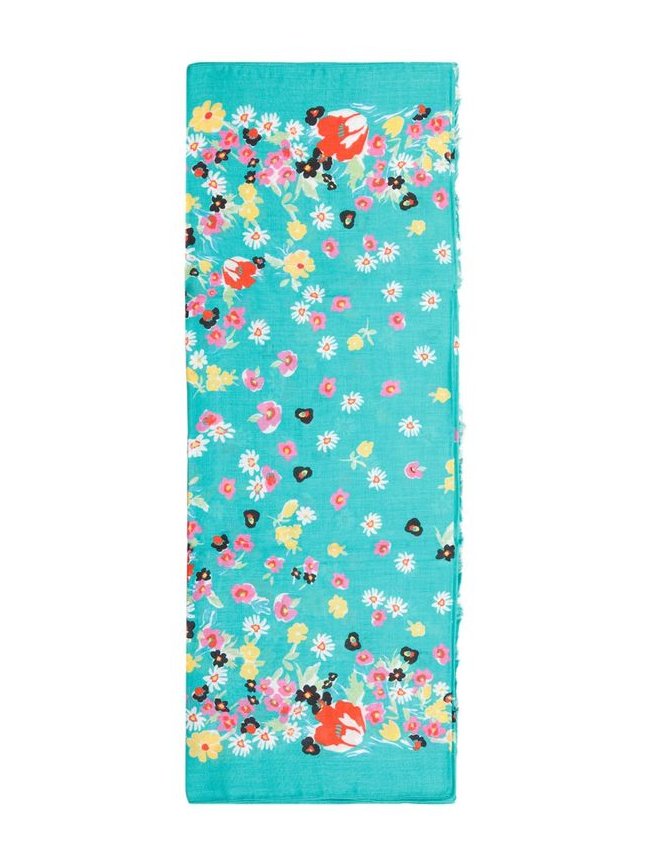 Lanvin Modal-Cashmere Floral Print Scarf — Turquoise, view 3