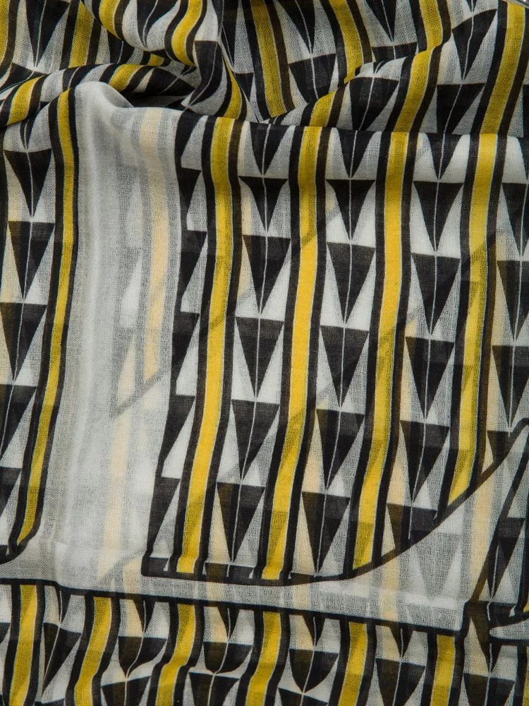 Lanvin Geometric Wool Scarf — Yellow, view 4