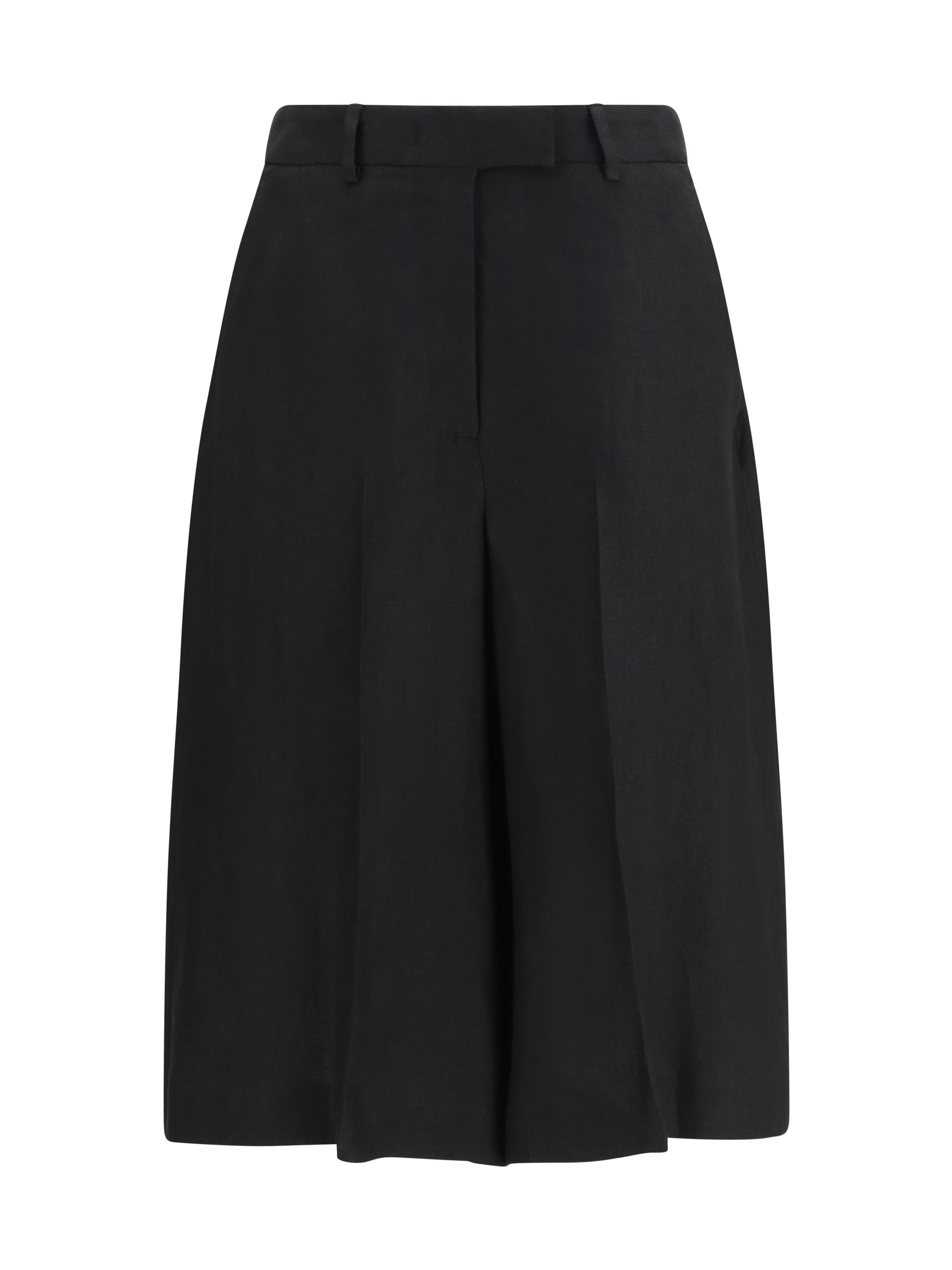 Lardini Pleated Twill Bermuda Shorts — Black by Lardini