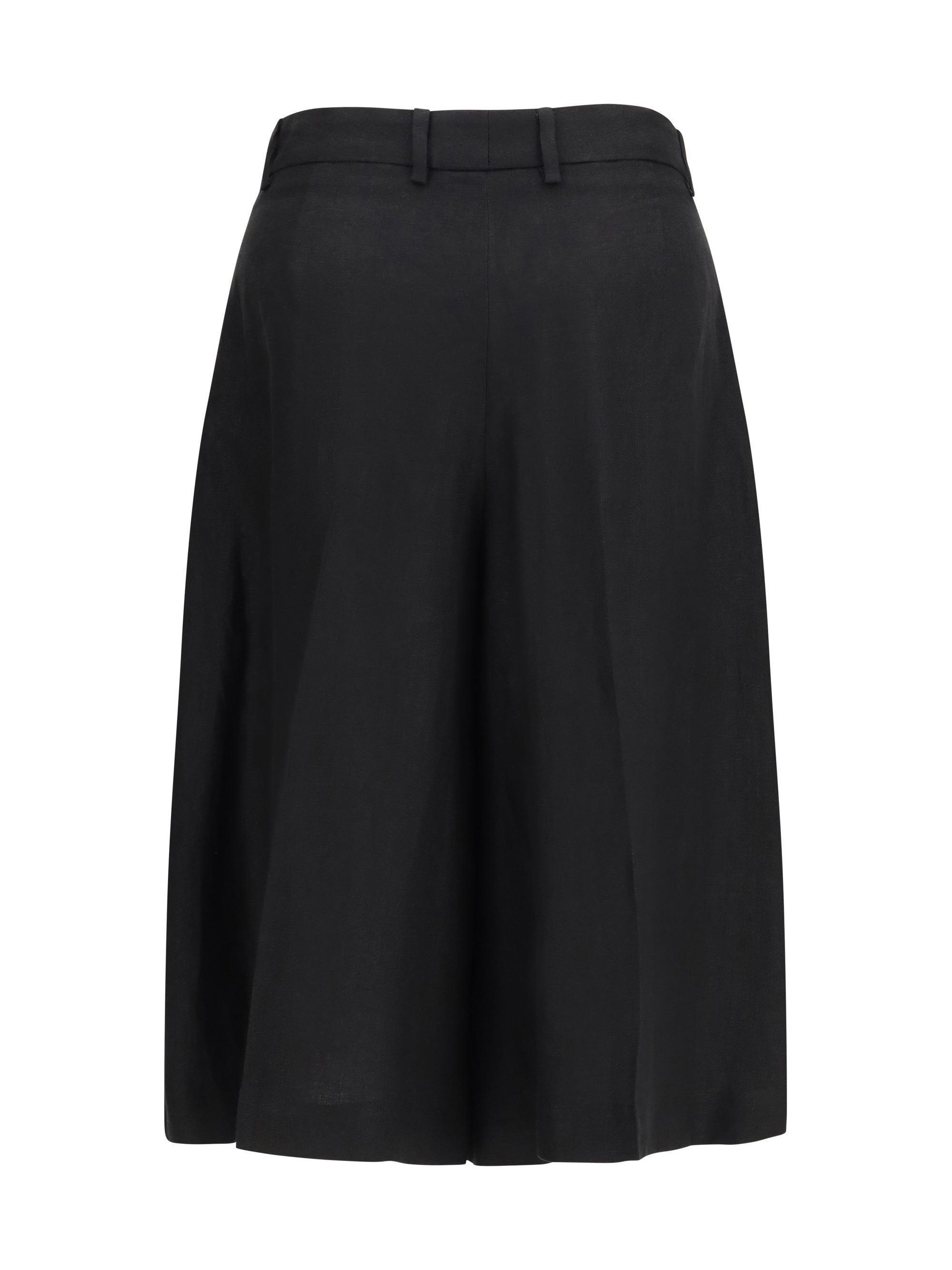 Lardini Pleated Twill Bermuda Shorts — Black, view 2