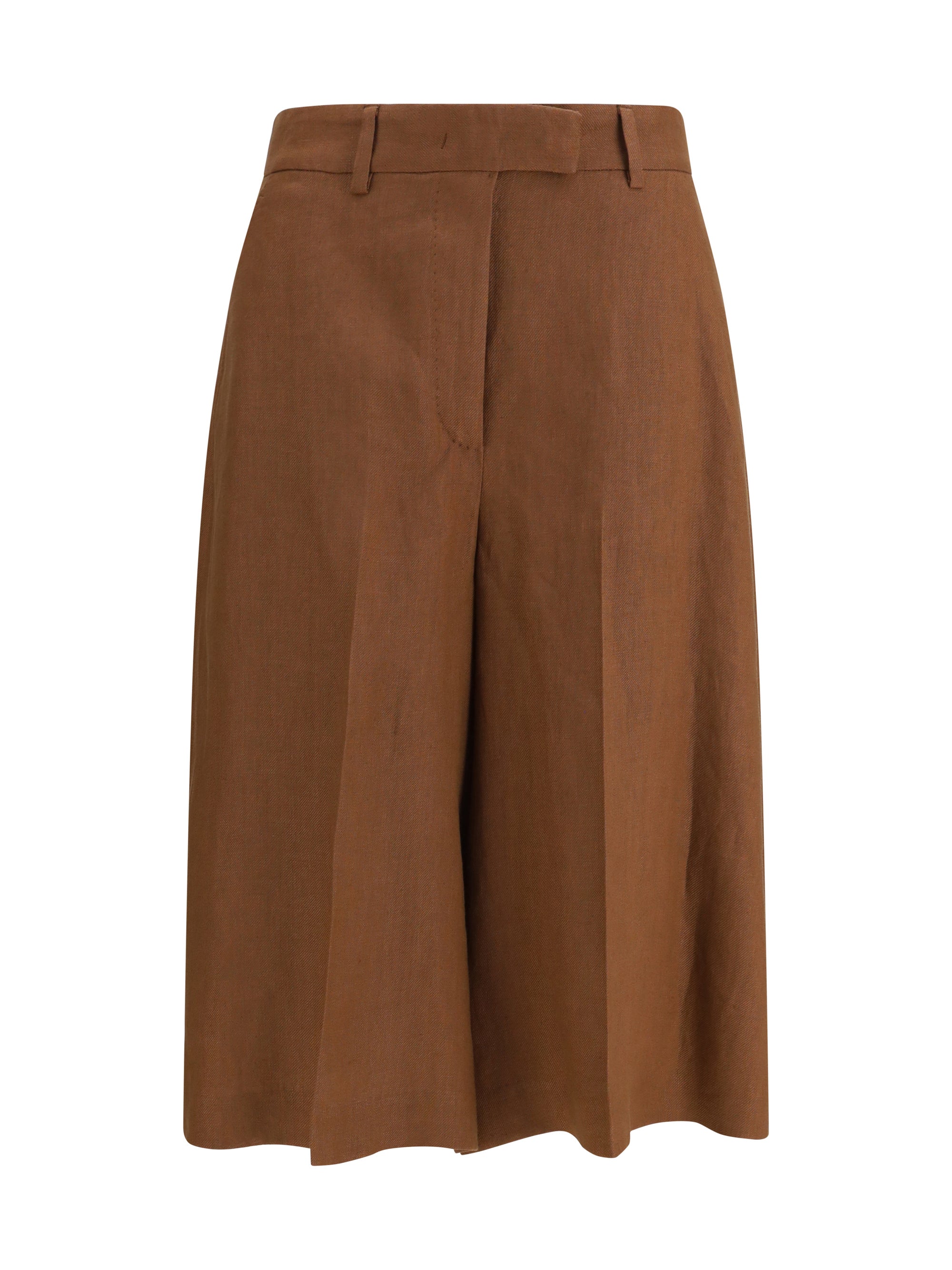 Lardini Pleated Twill Bermuda Shorts — Brown, view 3