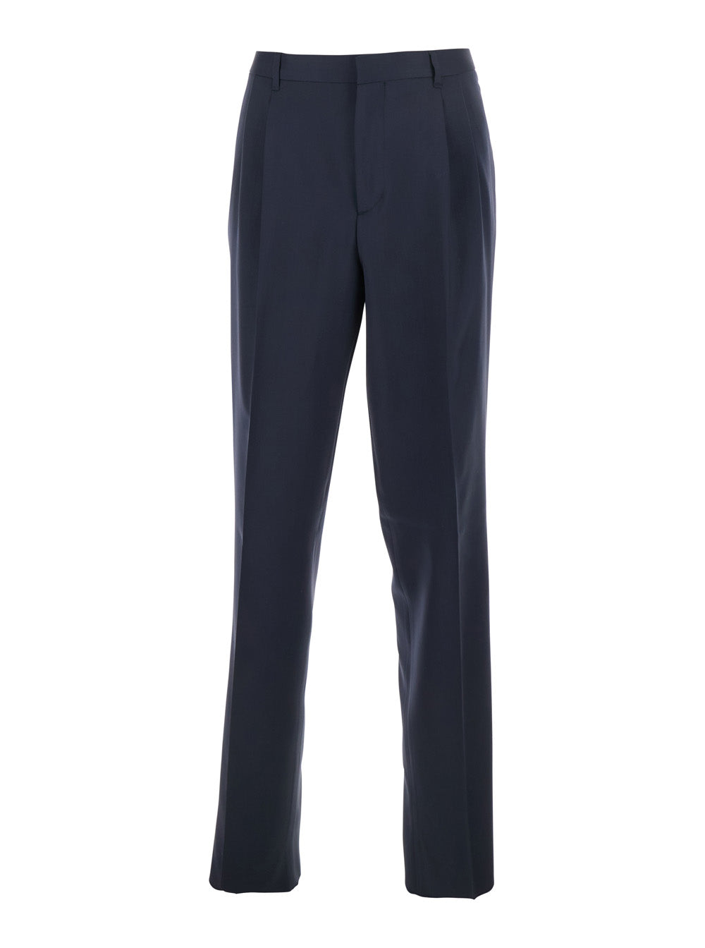 Lardini Double-Pleat Virgin Wool Trousers — Blue by Lardini