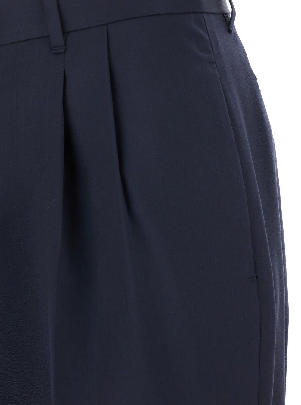 Lardini Double-Pleat Virgin Wool Trousers — Blue, view 3