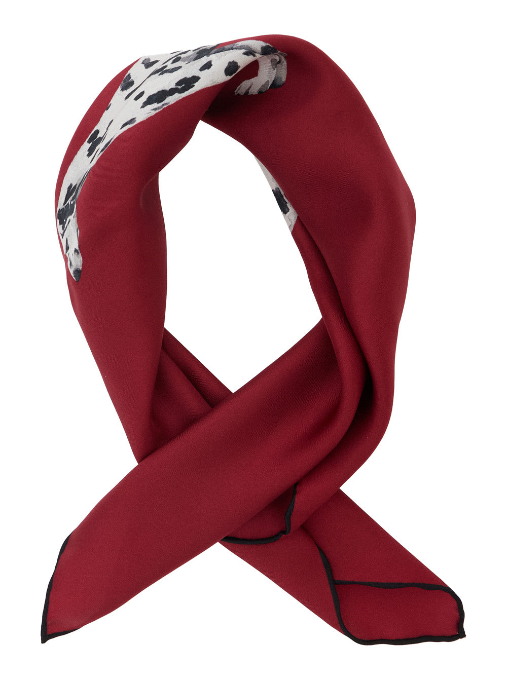 Lauren Ralph Lauren Dog-Motif Mulberry Silk Scarf — Red, view 2