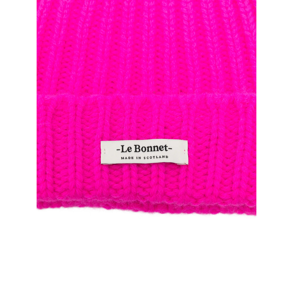 Le Bonnet LBL-002 Ribbed Lambswool and Angora Blend Beanie — Pink, view 3