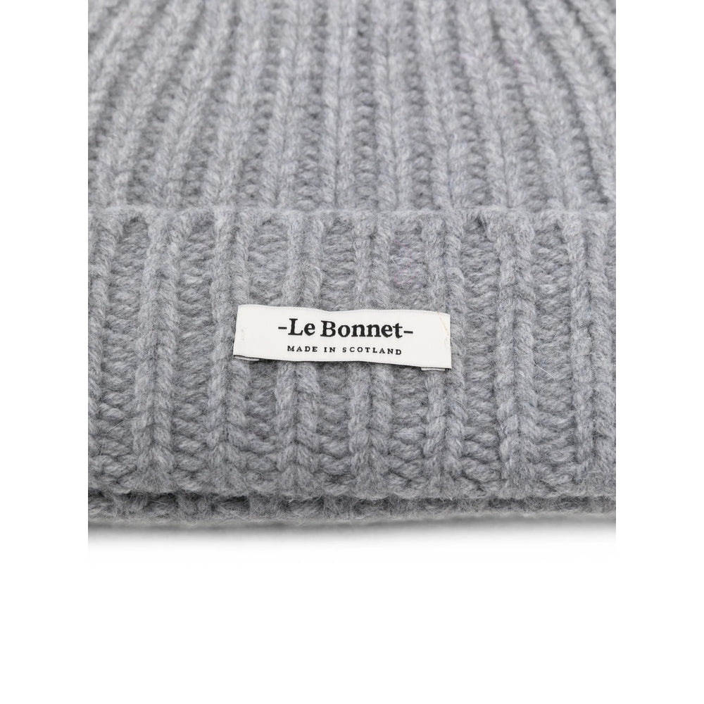 Le Bonnet LBL-024 Ribbed Lambswool Beanie — Gray, view 3