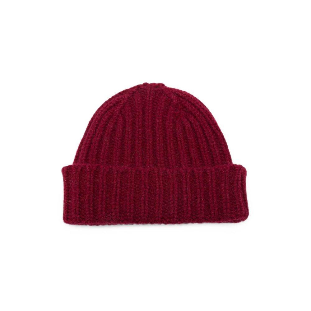 Le Bonnet LBL-026 Ribbed Lambswool Beanie — Red, view 2