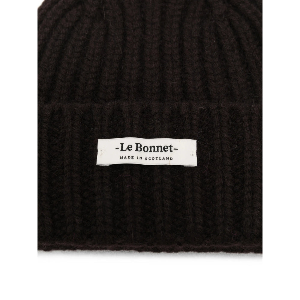 Le Bonnet LBL-031 Ribbed Lambswool Beanie — Brown, view 2