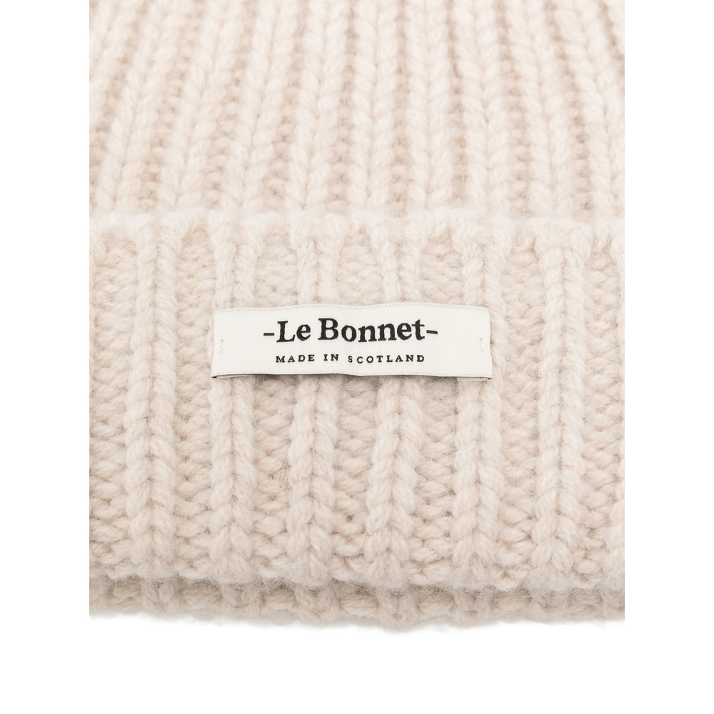 Le Bonnet LBL-034 Ribbed Knit Lambswool Beanie — Beige, view 2