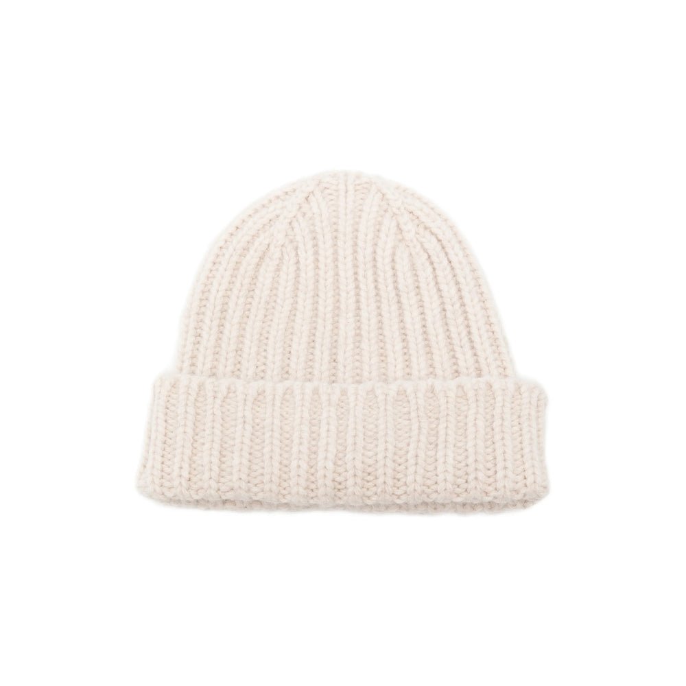 Le Bonnet LBL-034 Ribbed Knit Lambswool Beanie — Beige, view 3