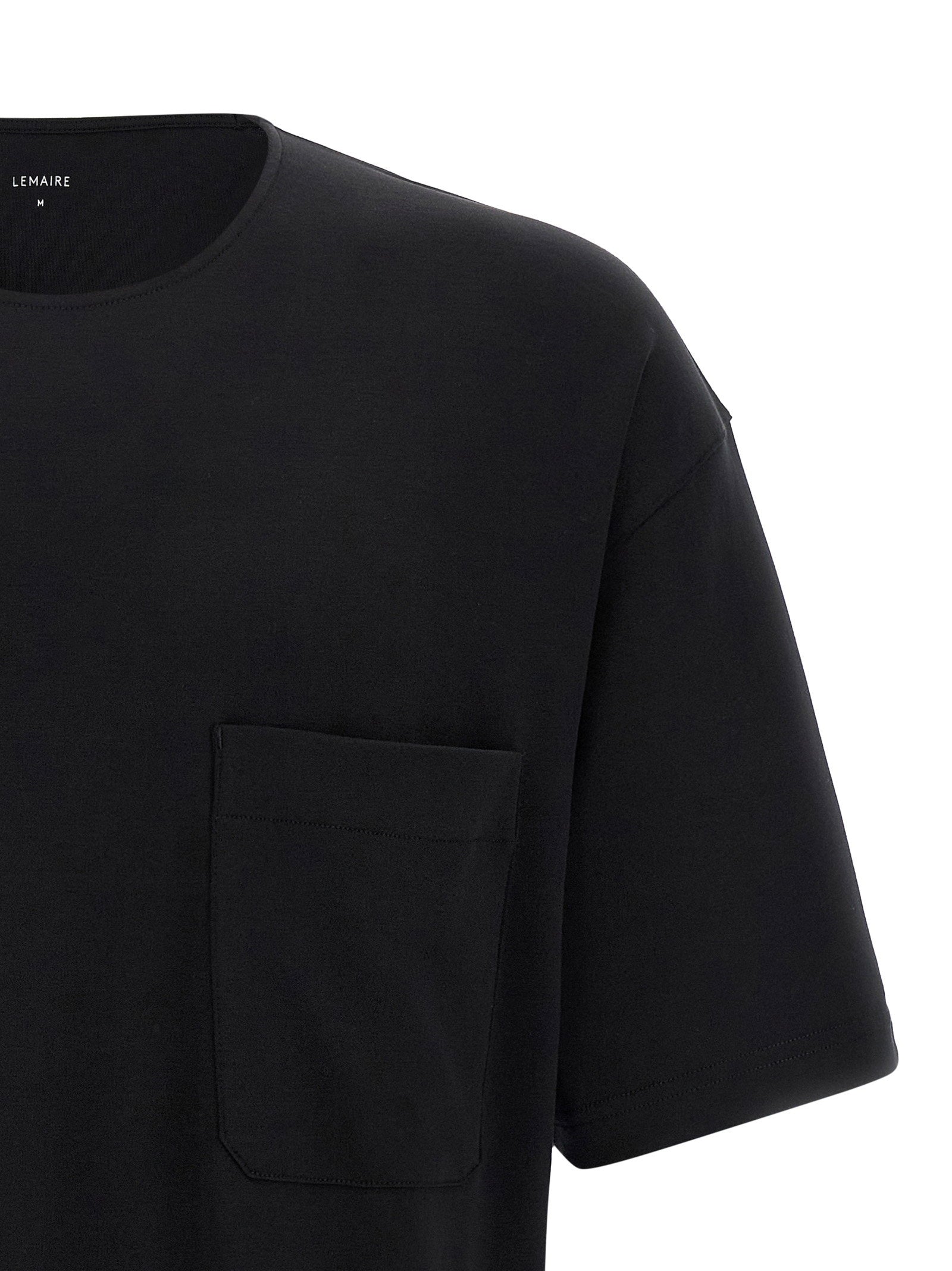 Lemaire Cotton and Silk Blend T-Shirt — Black, view 3