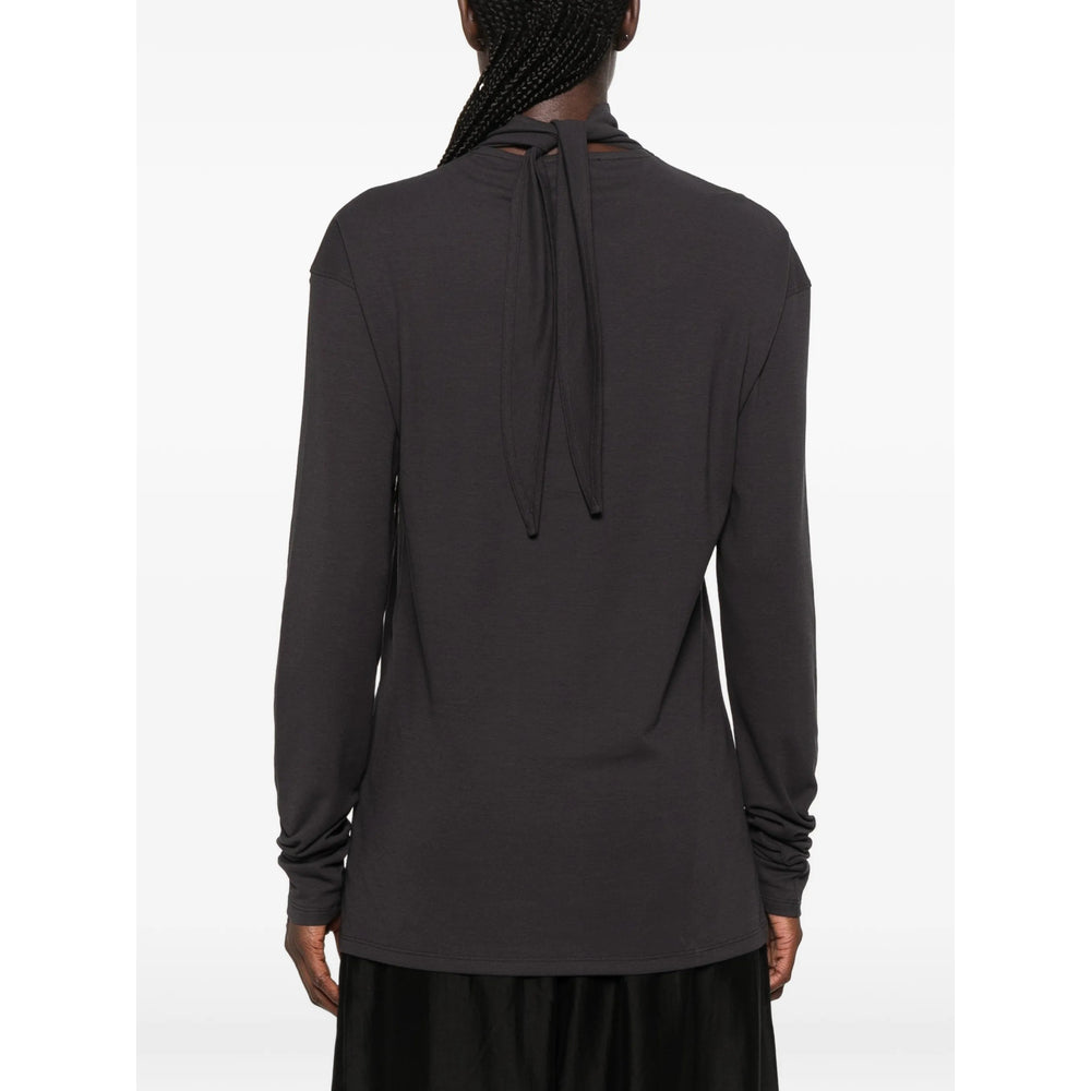 Lemaire Cotton Turtleneck T-Shirt — Gray, view 4