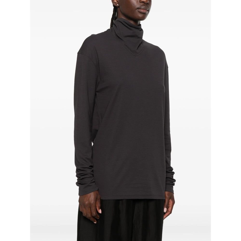 Lemaire Cotton Turtleneck T-Shirt — Gray, view 5