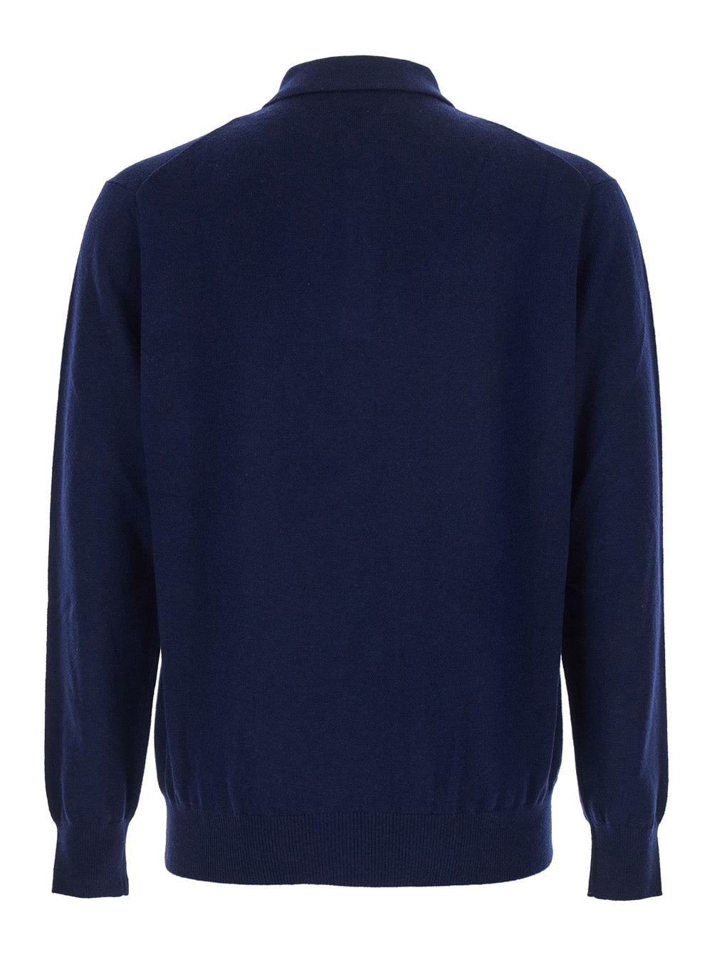 Leplain Merino Cashmere Polo Sweater — Blue, view 2