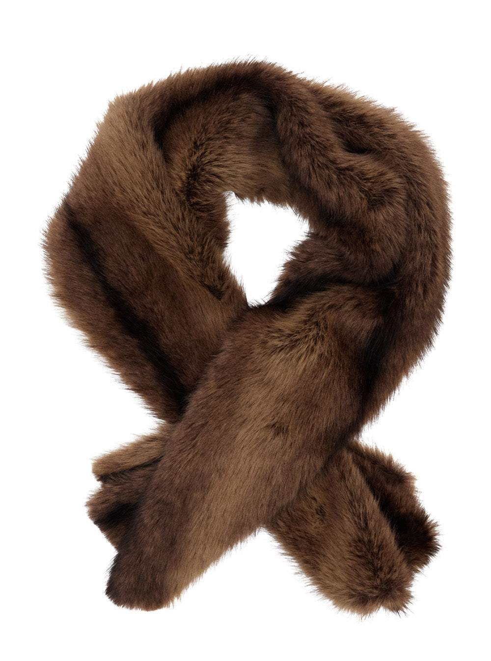 Leplain Eco-Fur Scarf — Brown, view 2