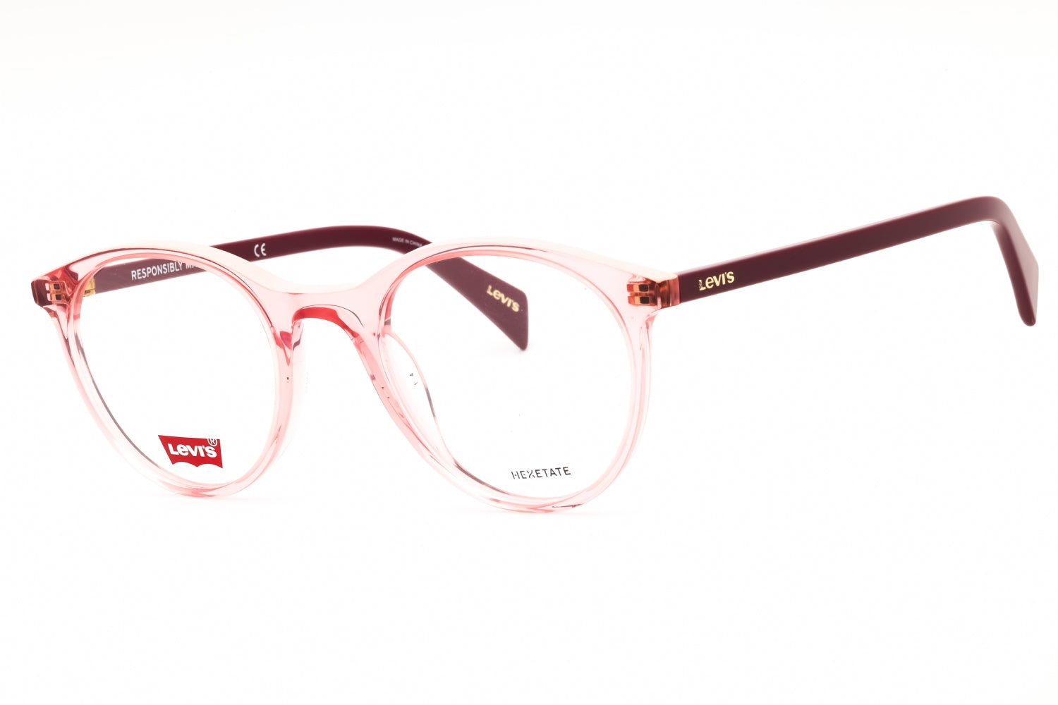 Levis LV1005 Round Plastic Eyeglasses — Pink by Levis