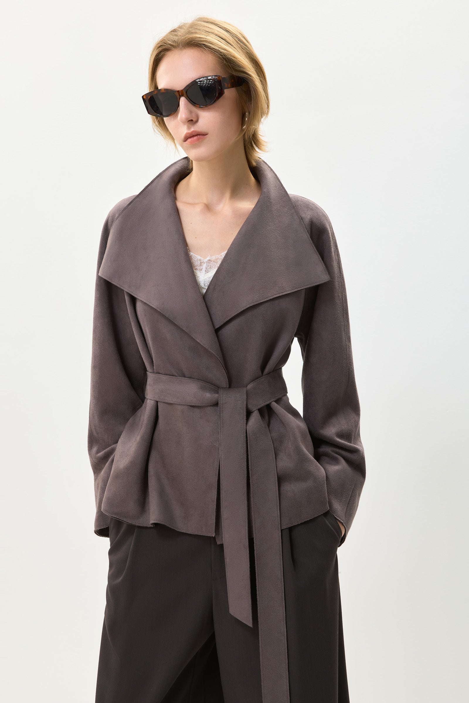 LILY Belted Trench Coat by LILY STUDIO