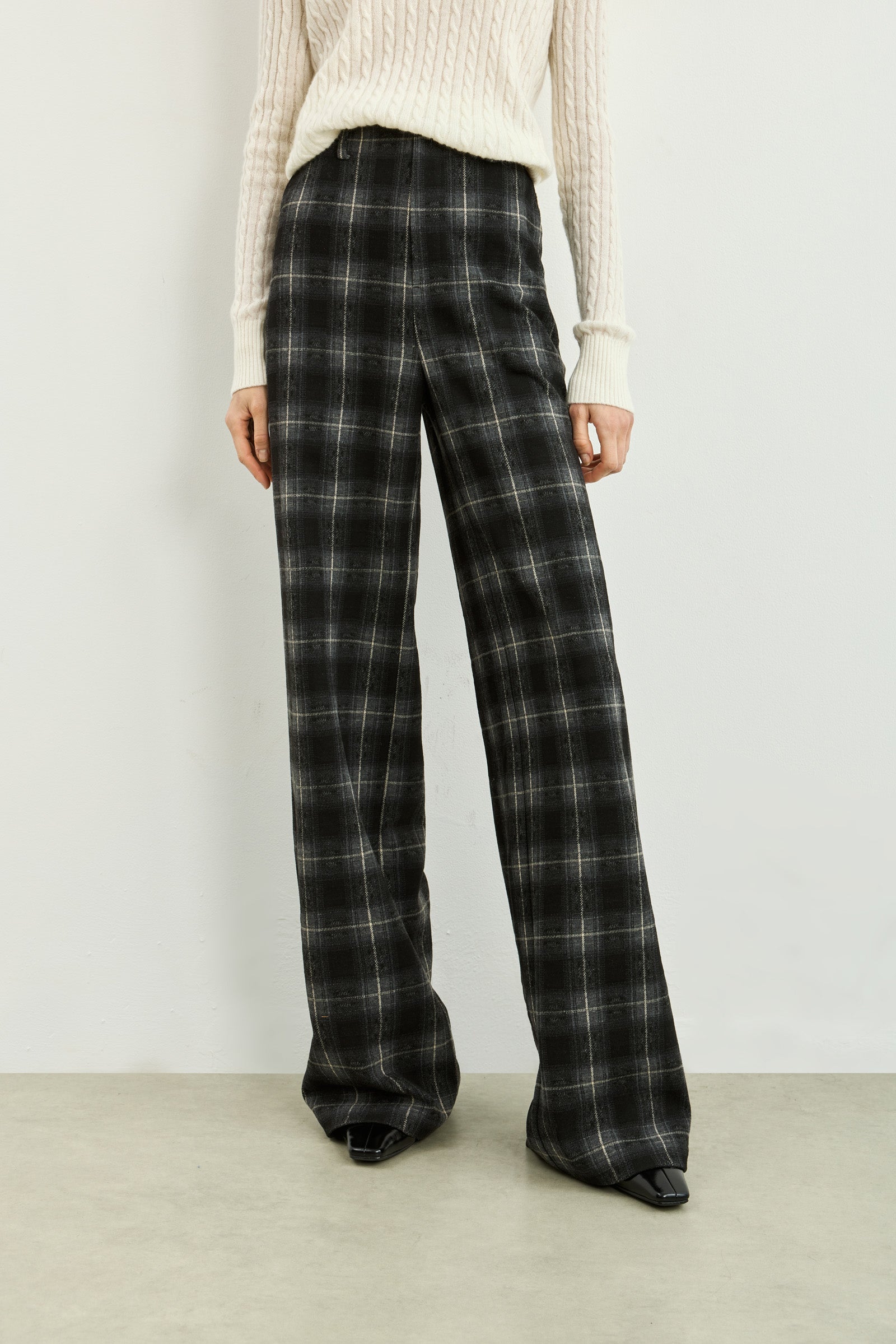 LILY Brushed Plaid Wide-Leg Pants by LILY STUDIO