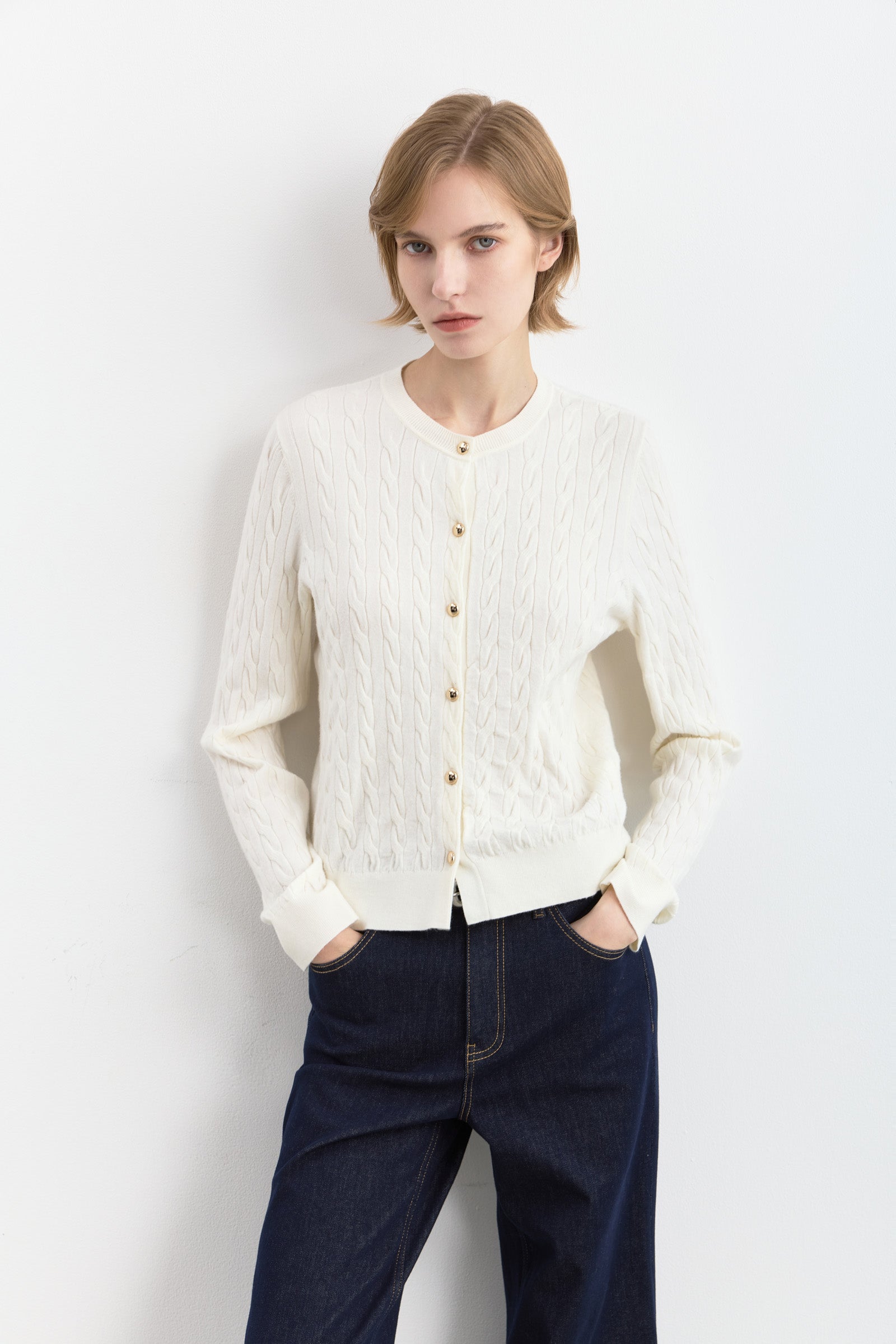 LILY Cable Knit Cardigan by LILY STUDIO
