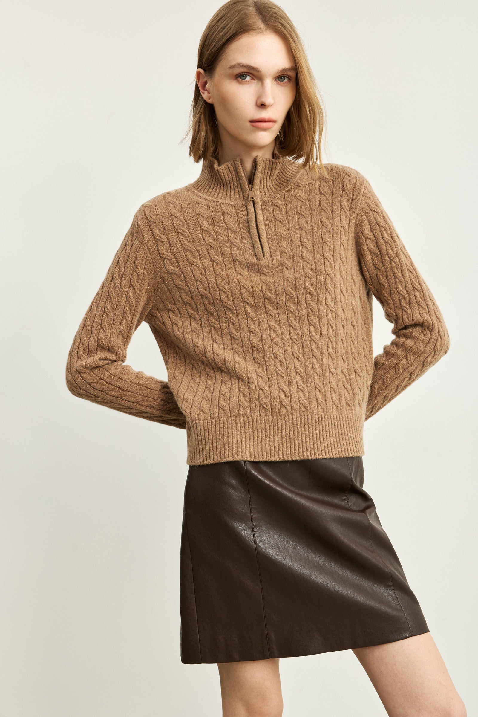 LILY Cable-Knit Stand-Collar Pullover by LILY STUDIO
