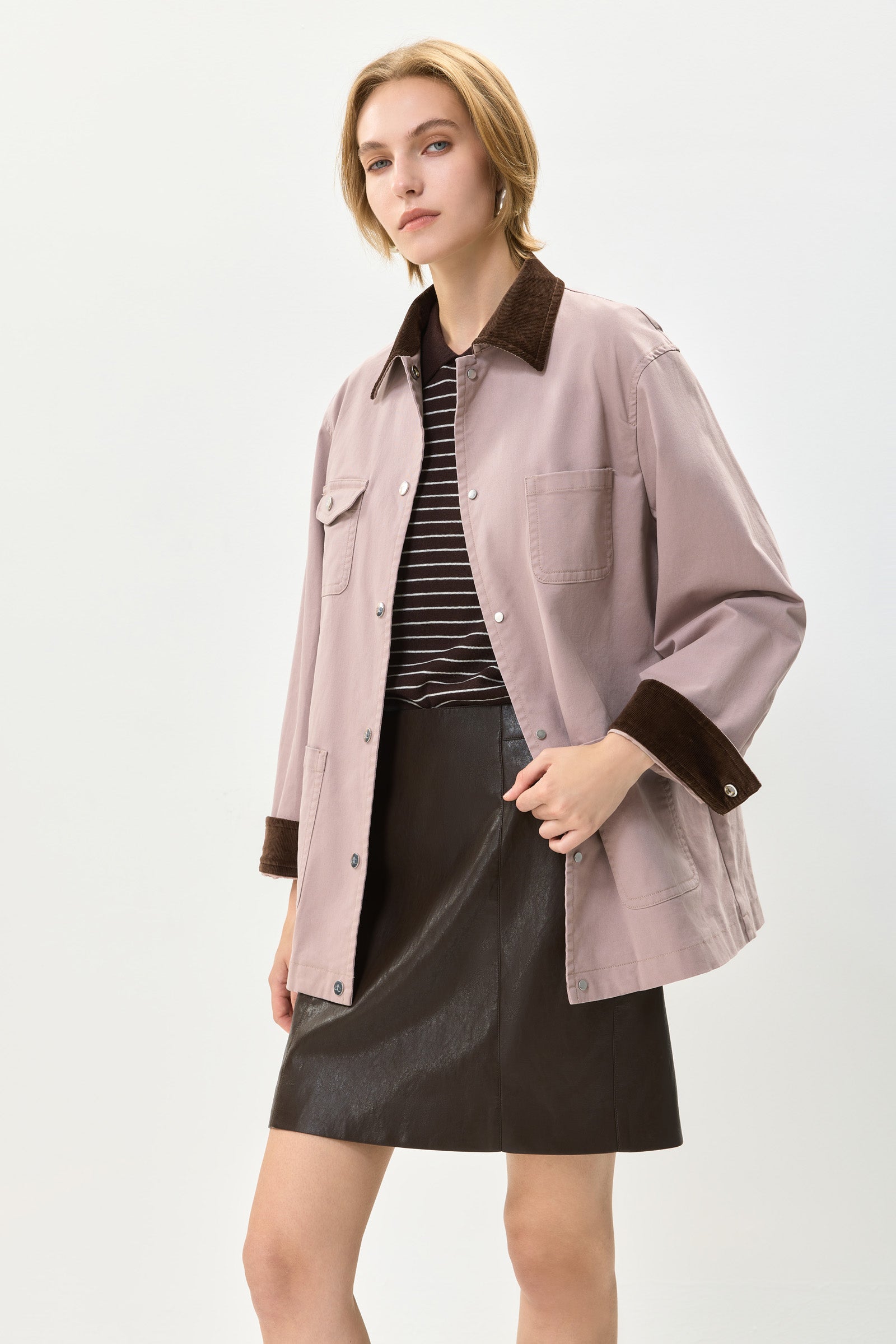 LILY Contrast Collar Utility Jacket by LILY STUDIO
