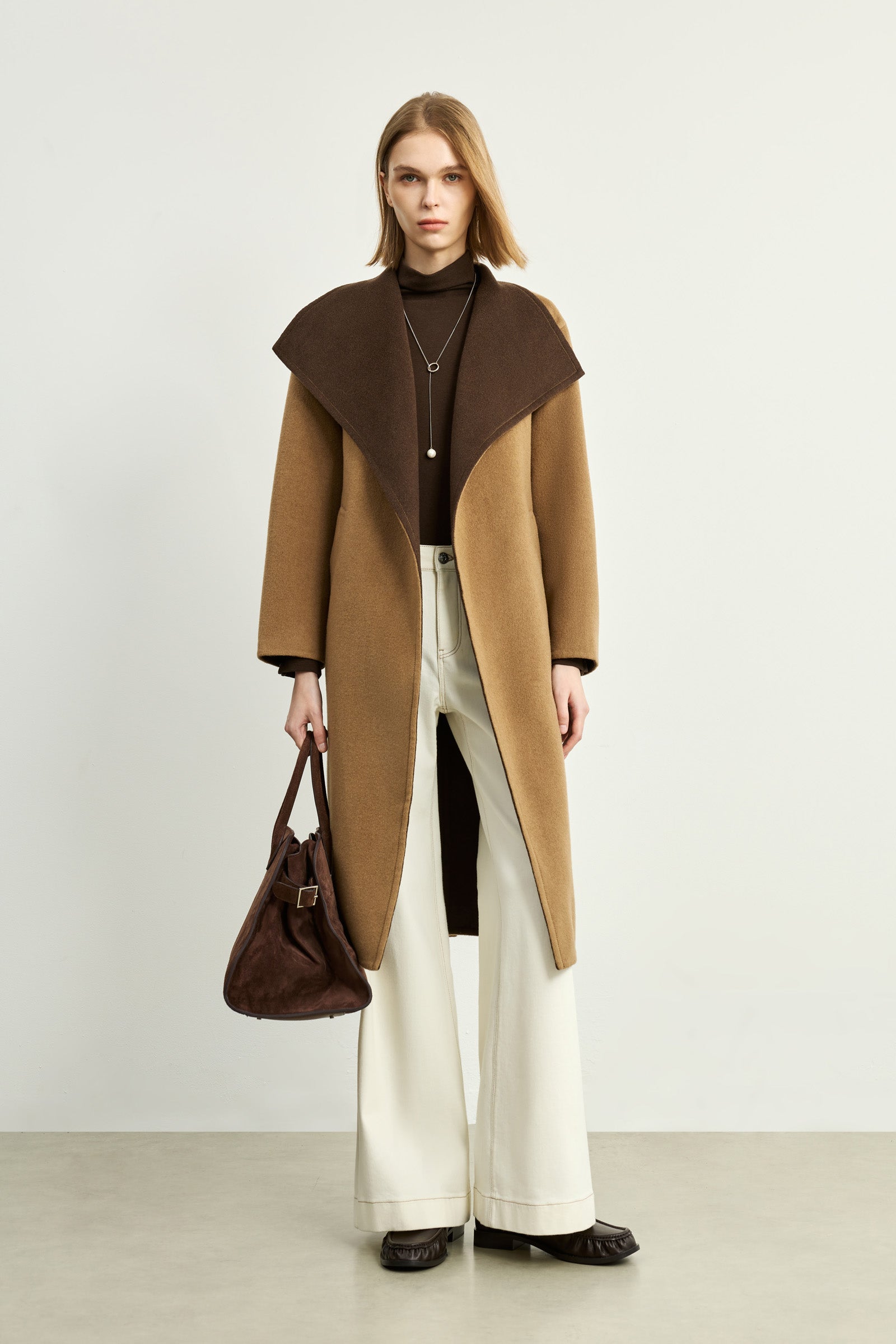 LILY Contrast-Collar Wool-Blend Coat by LILY STUDIO