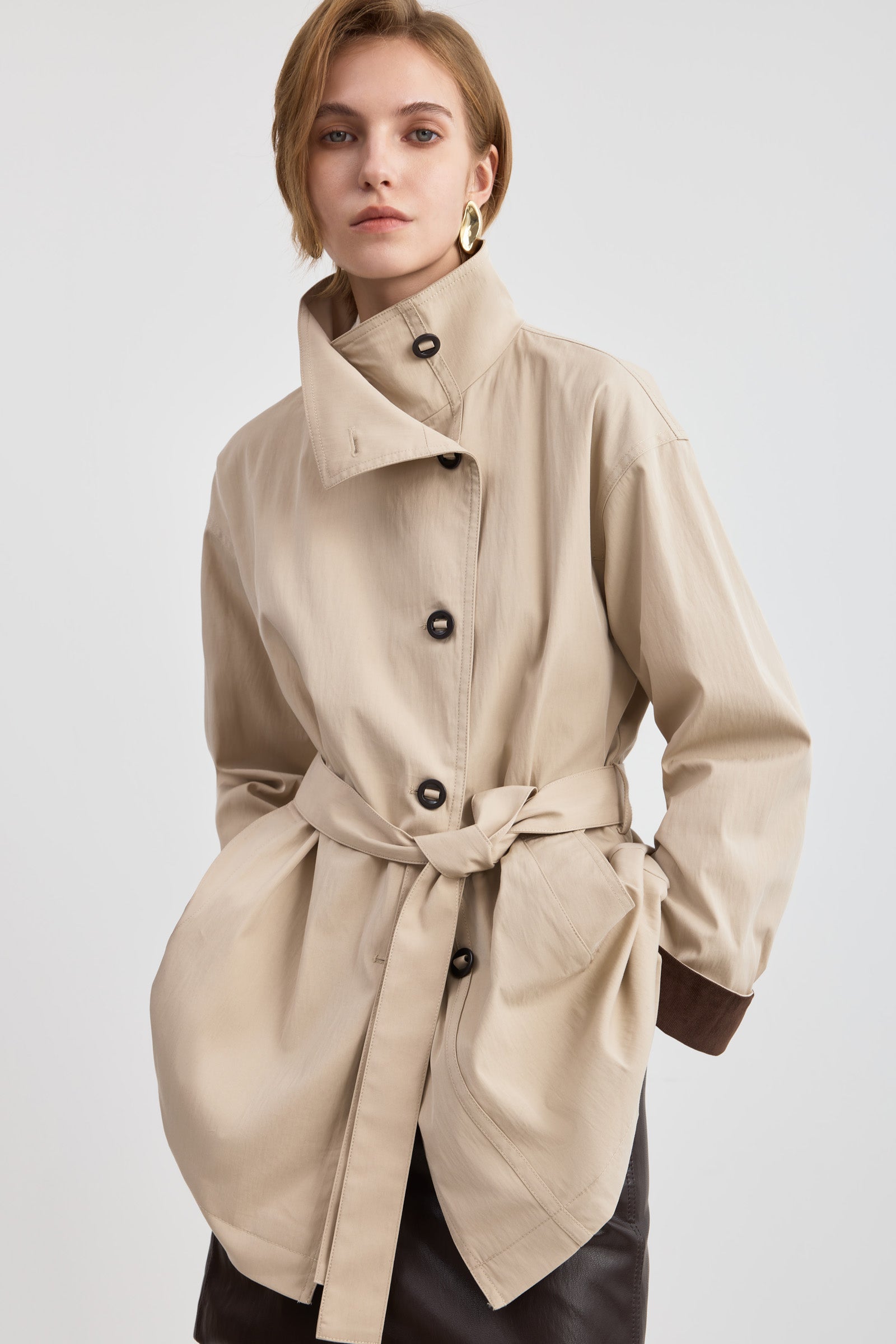 LILY Convertible-Collar Trench Coat by LILY STUDIO