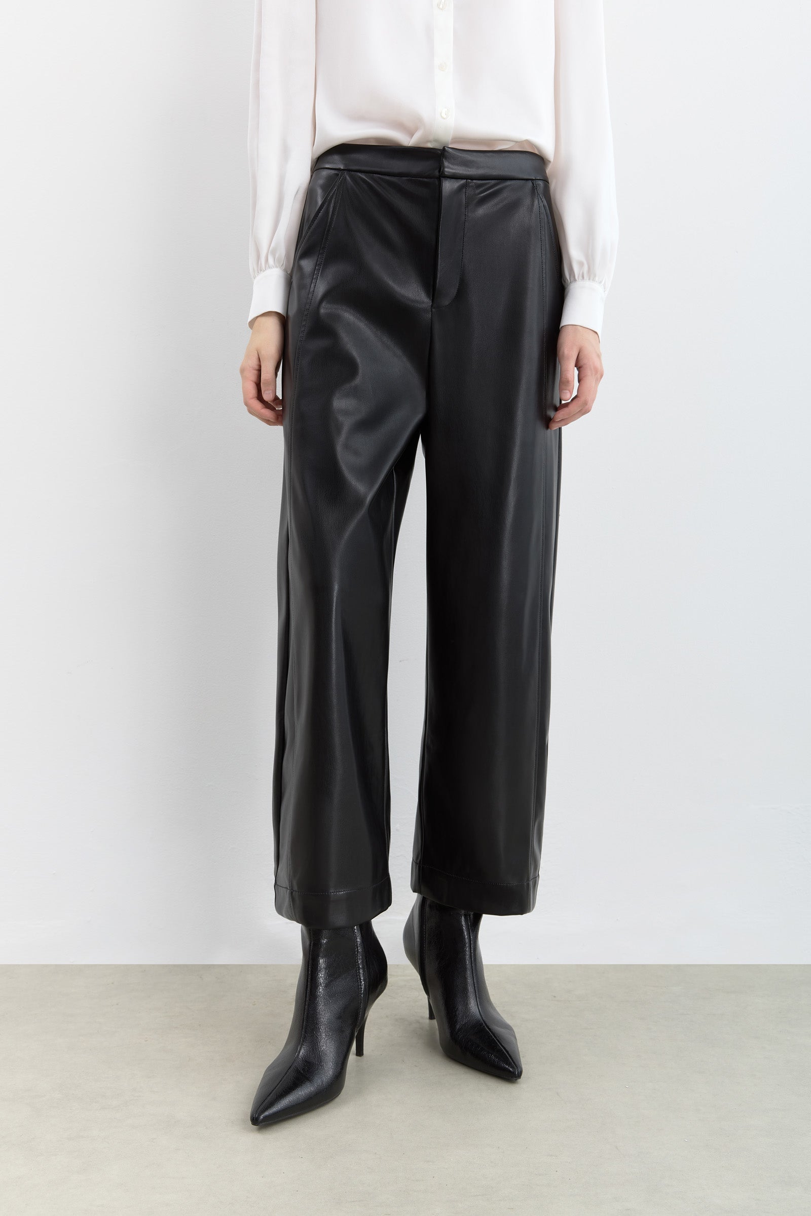 LILY Cropped Faux-Leather Balloon Pants by LILY STUDIO