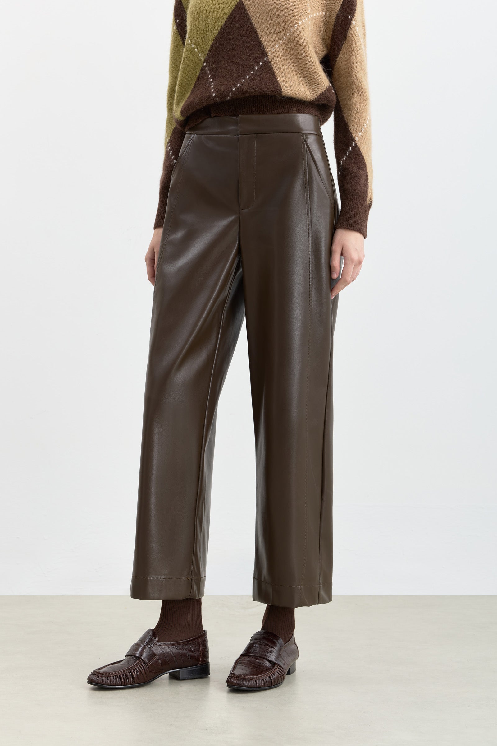 LILY Cropped Faux-Leather Balloon Pants, view 2