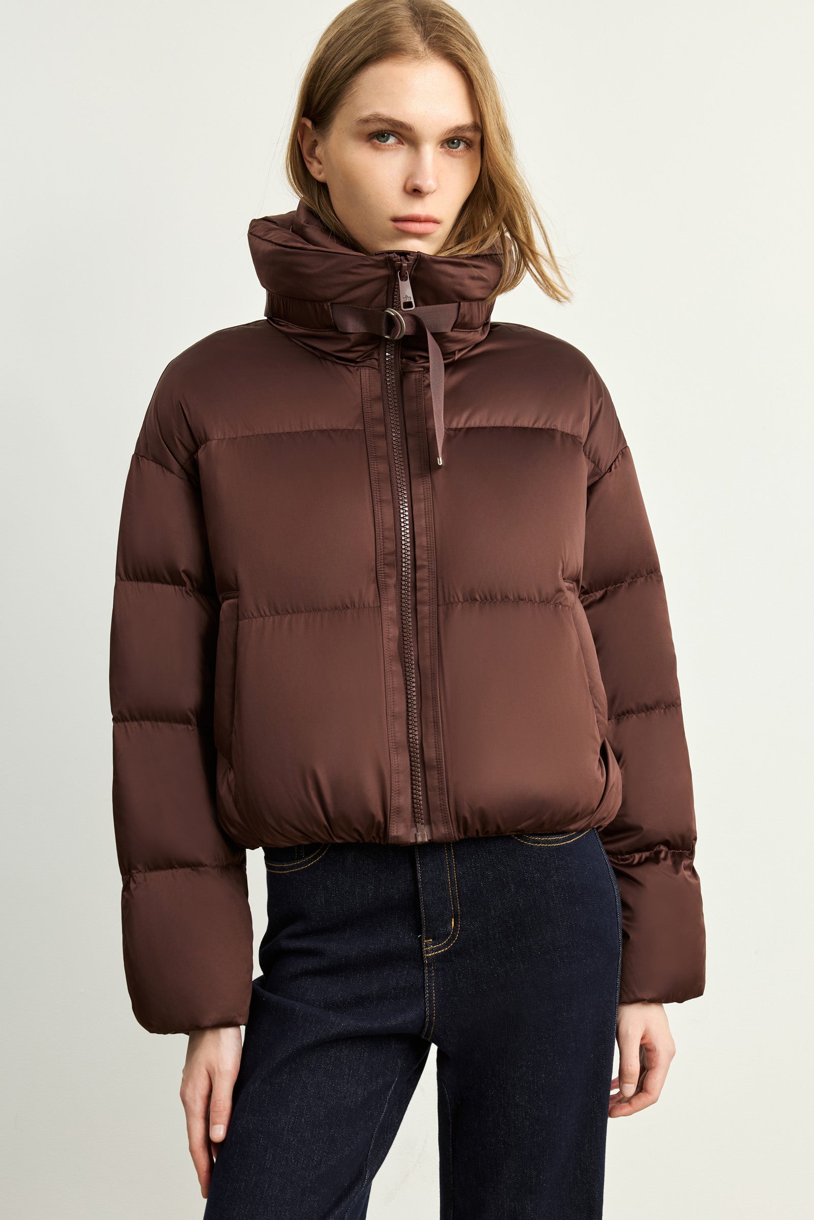LILY Cropped Stand-Collar Down Jacket, view 2
