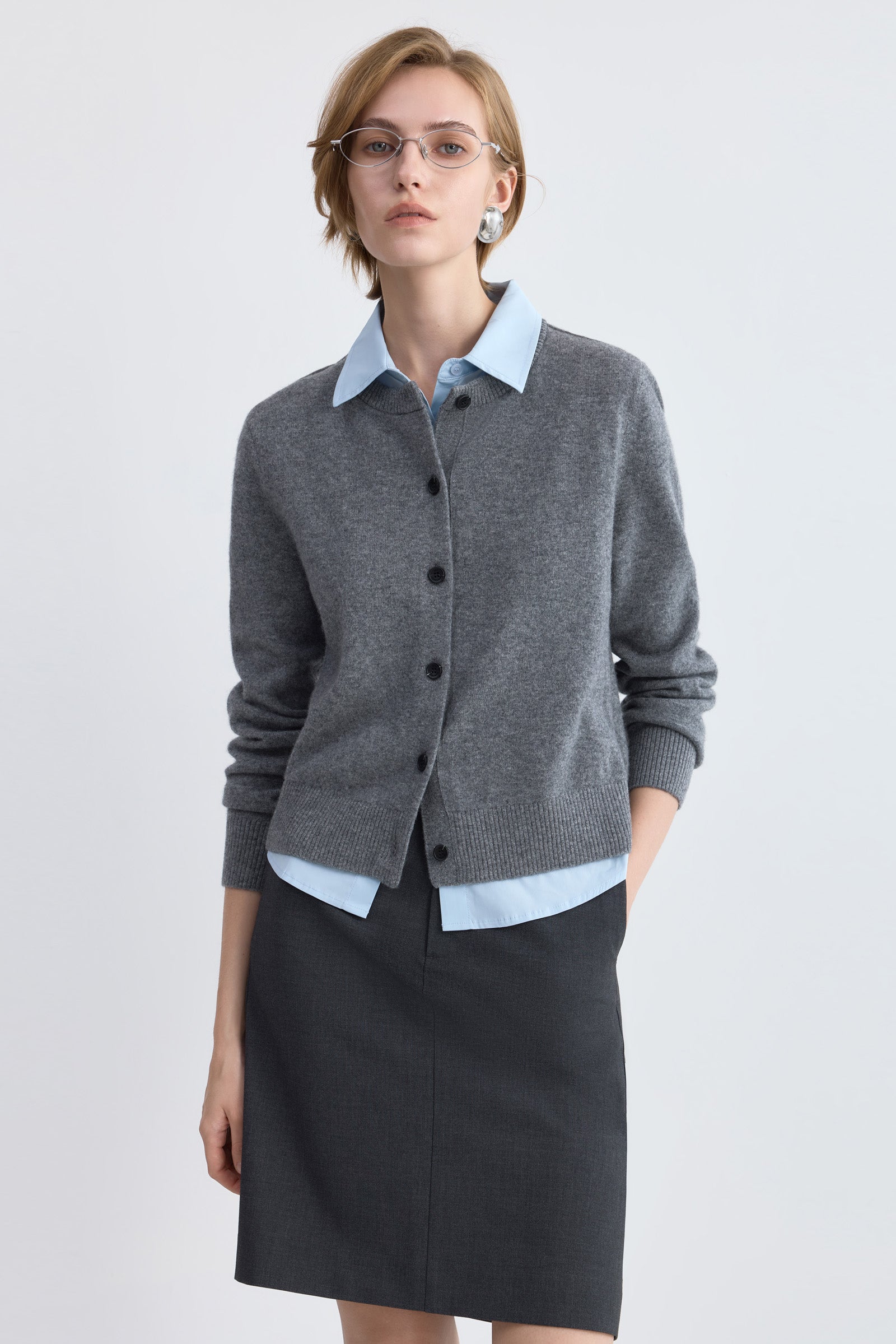 LILY Faux-Layered Wool Cardigan by LILY STUDIO