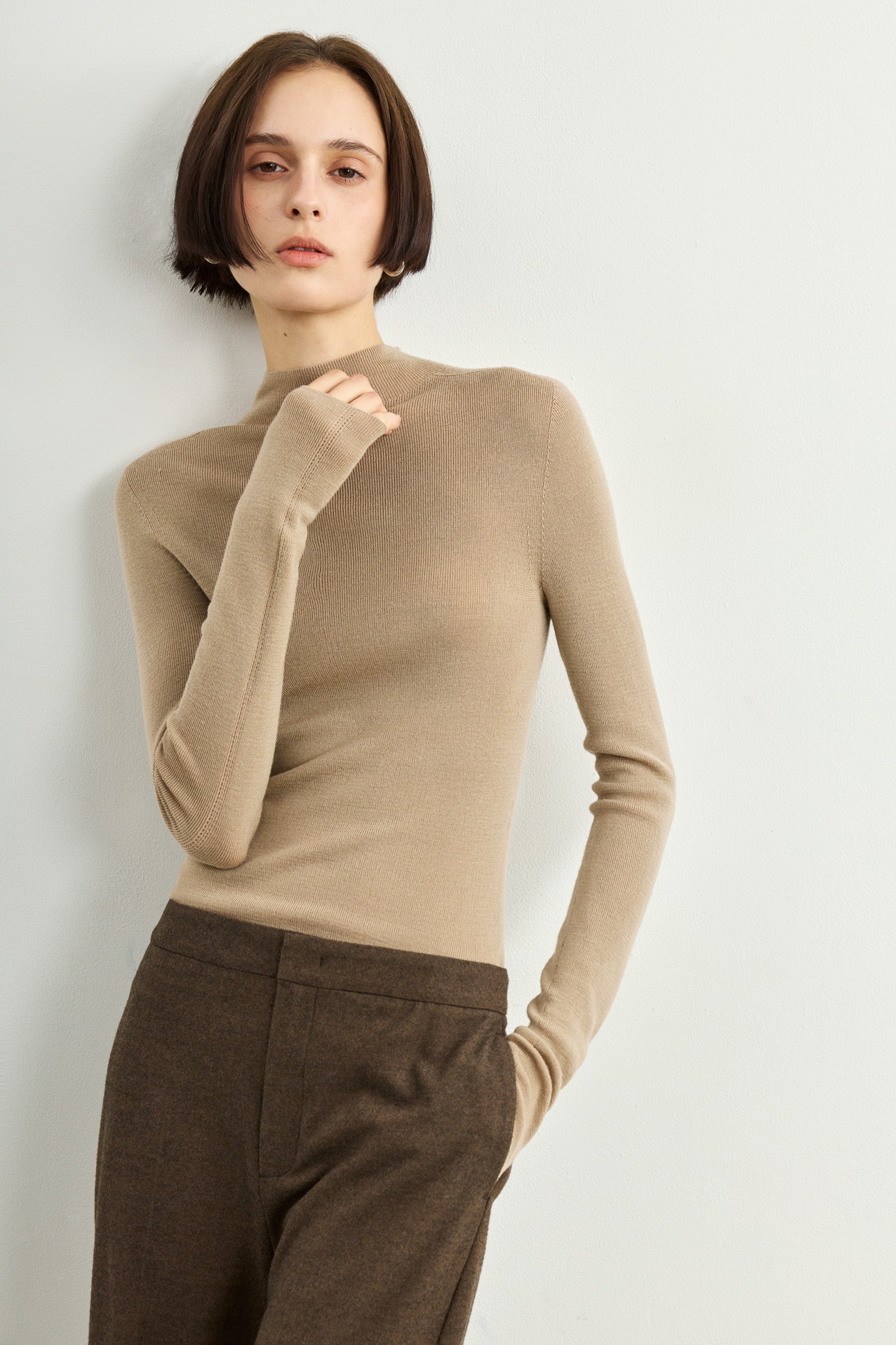 LILY Fitted Wool Mock-Neck Sweater by LILY STUDIO