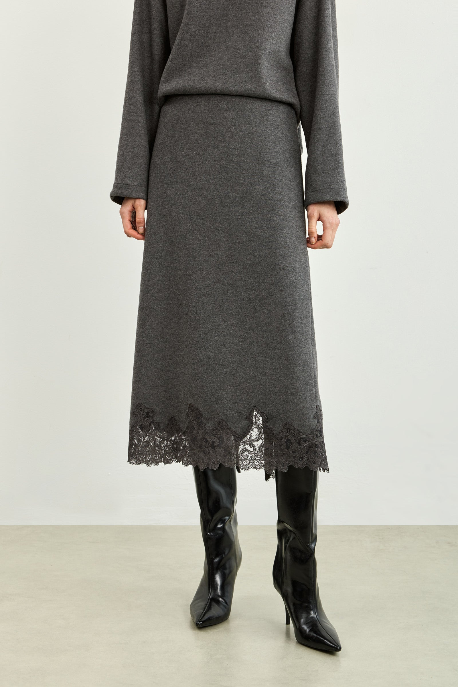 LILY Lace-Trim Split-Hem Maxi Skirt by LILY STUDIO
