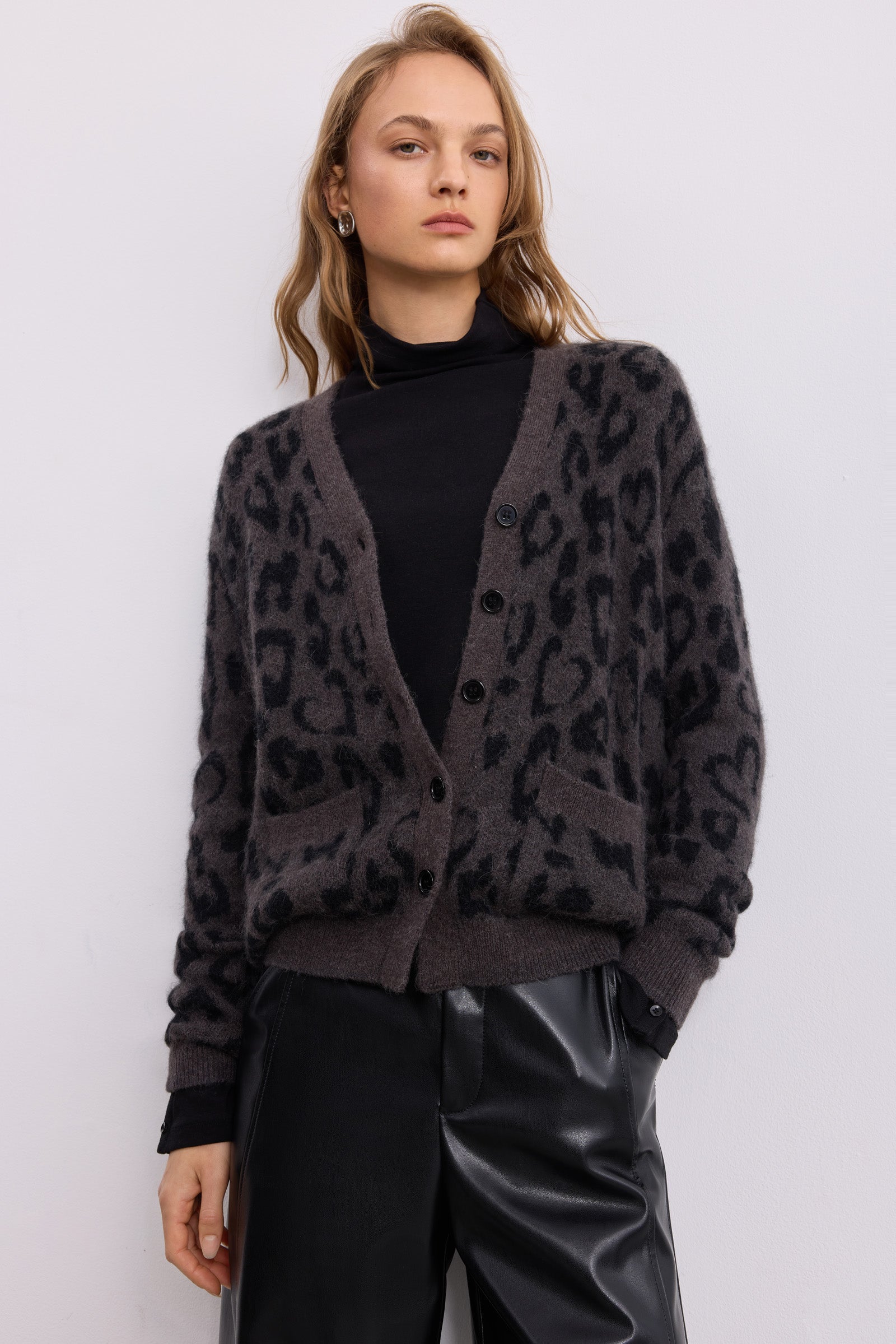 LILY Leopard-Jacquard Alpaca-Blend Cardigan by LILY STUDIO