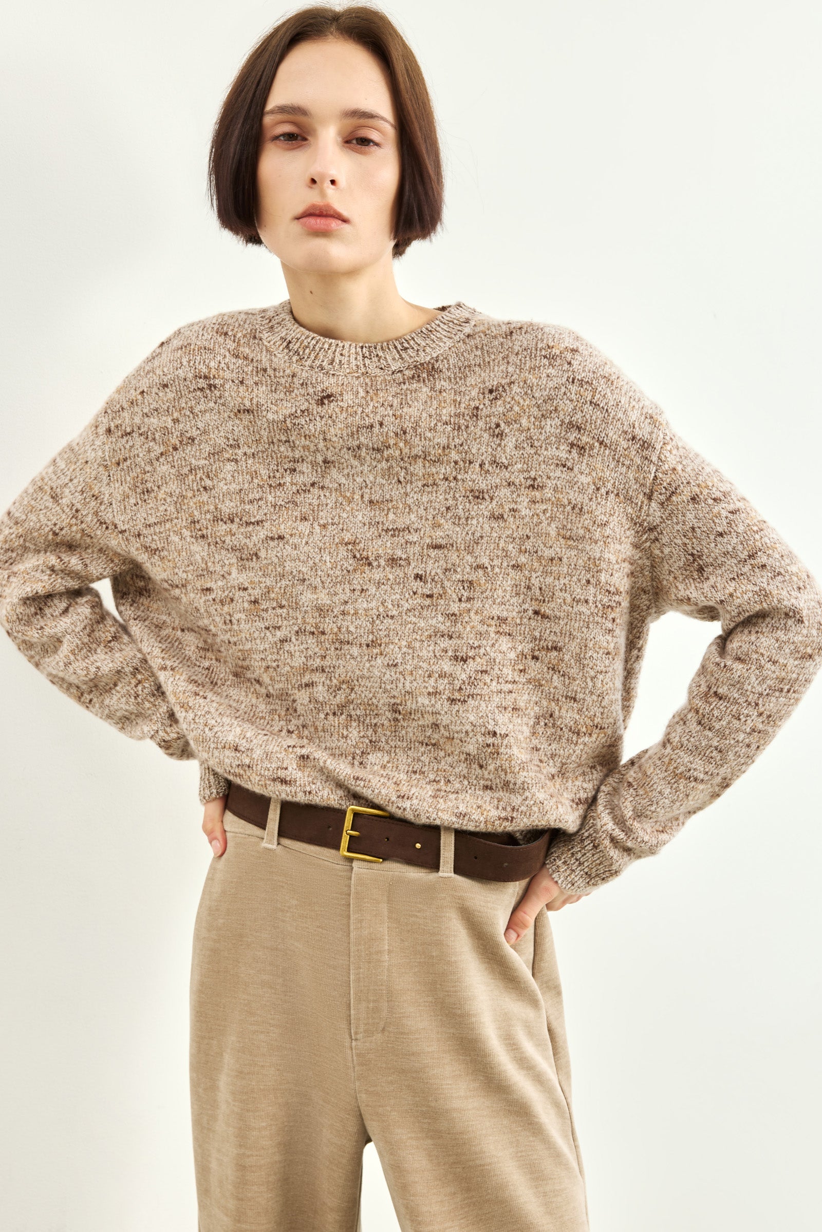 LILY Marled Wool Mock-Neck Sweater, view 2