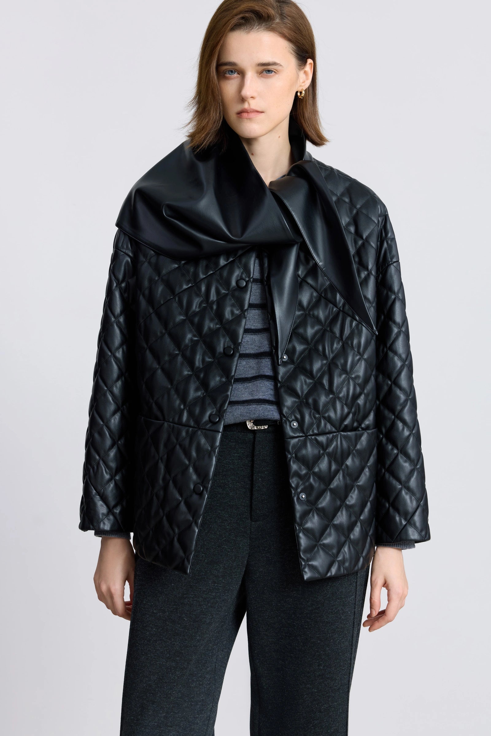LILY Quilted Down Jacket with Scarf
