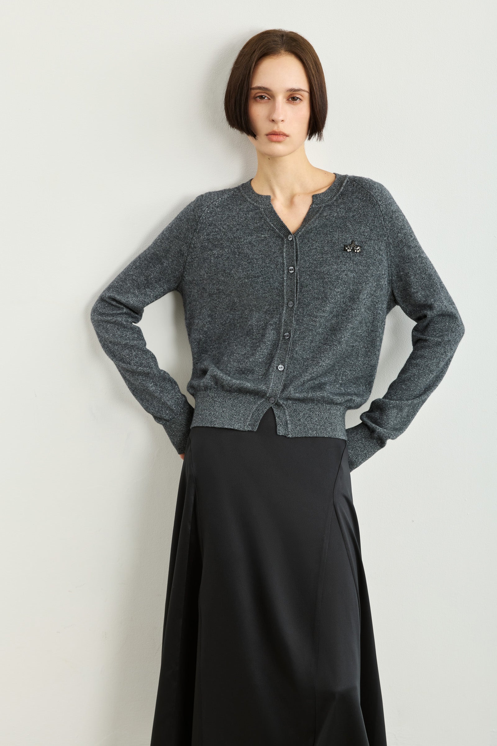 LILY Shimmer Wool-Blend Cardigan by LILY STUDIO