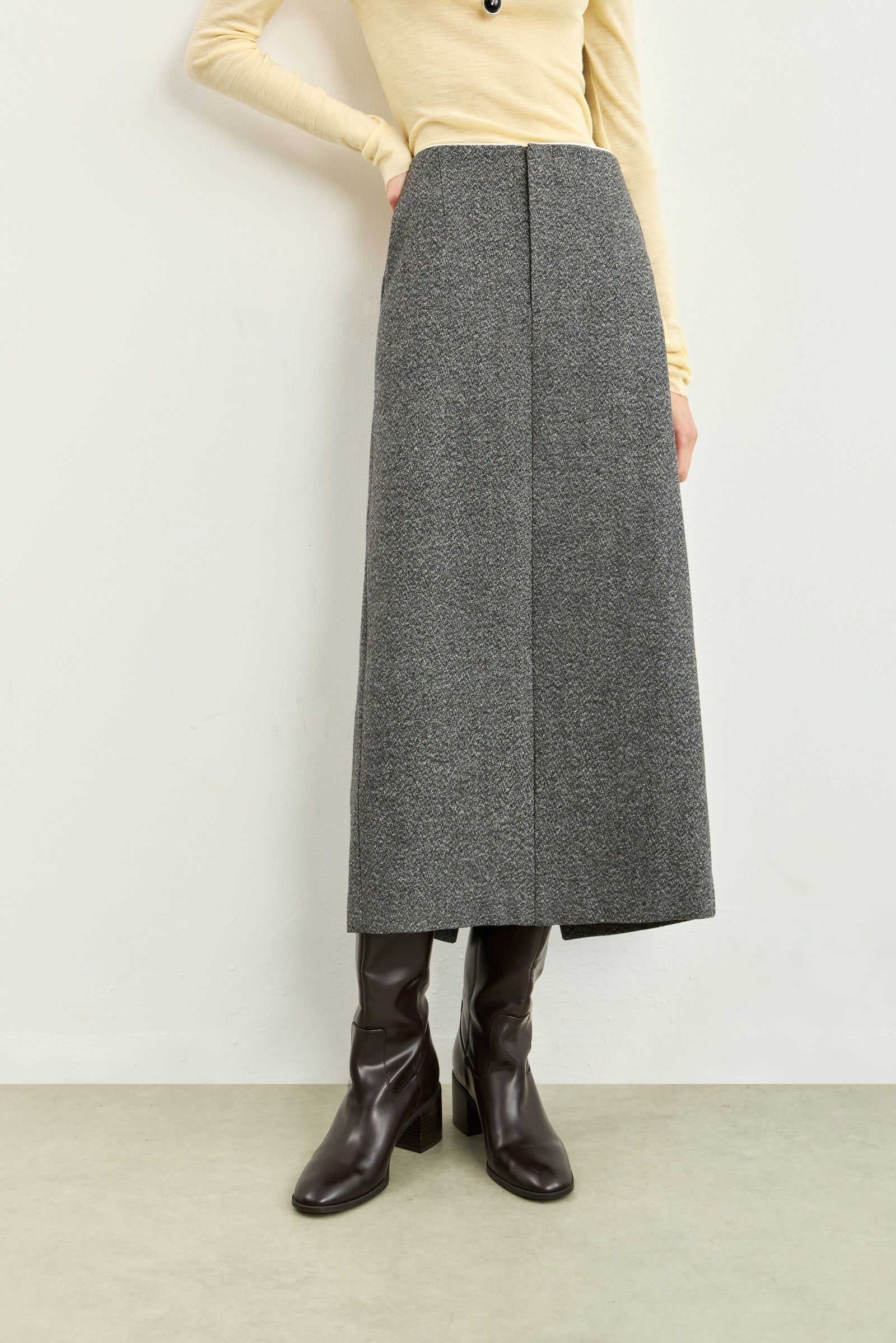 LILY Tweed Straight Midi Skirt by LILY STUDIO