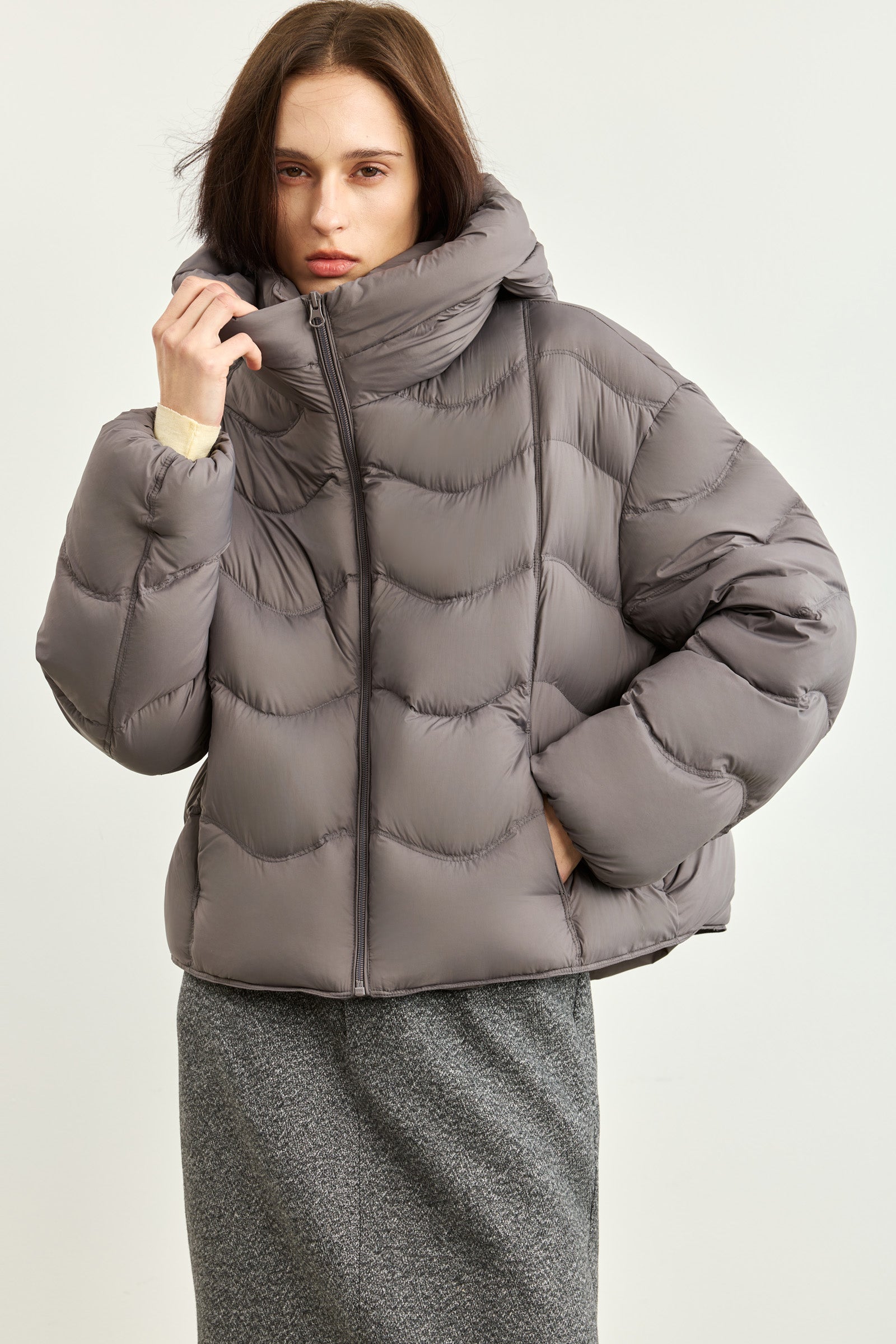LILY Wave-Quilted Lightweight Down Jacket, view 2