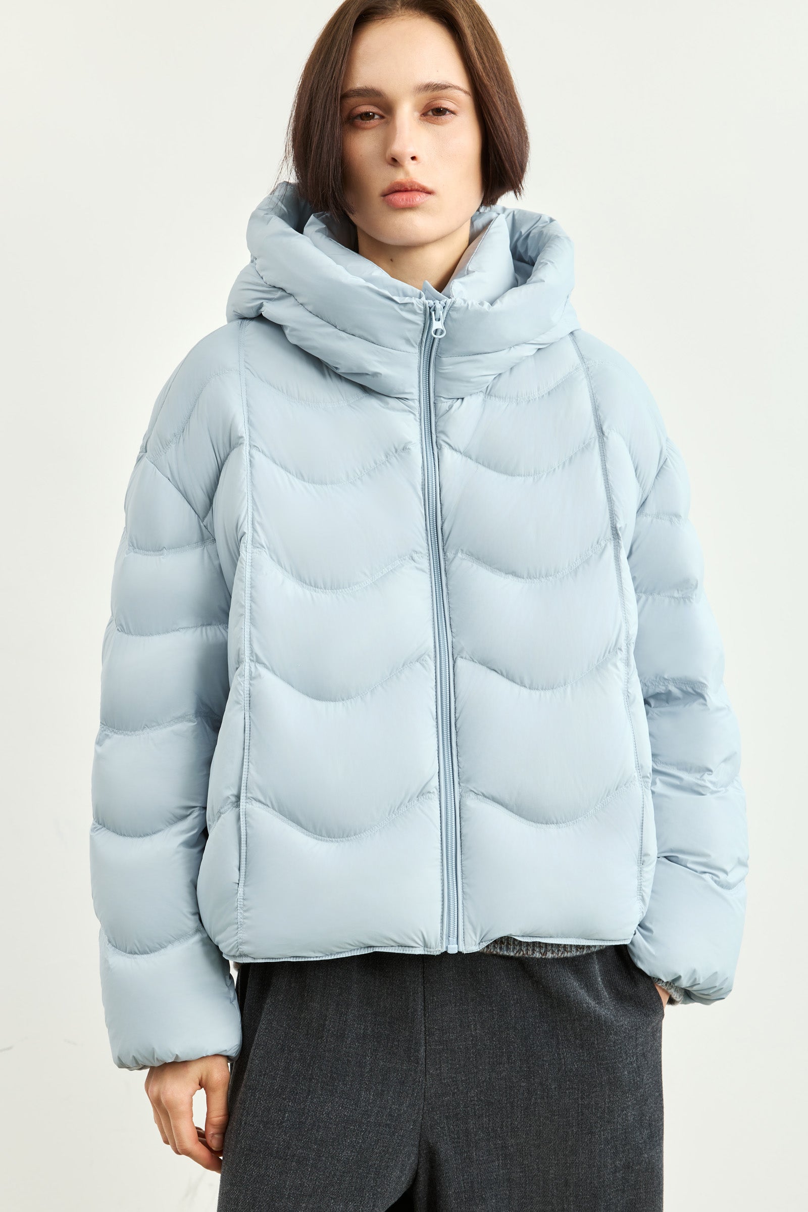 LILY Wave-Quilted Lightweight Down Jacket, view 3